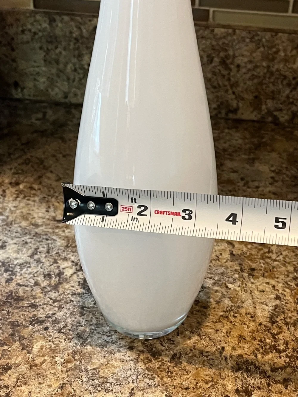 White Decorative Glass Bud Vase - Modern Home Accent 14”